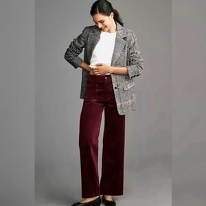 Maeve Burgundy Collette Wide Leg Pants by Anthropologie